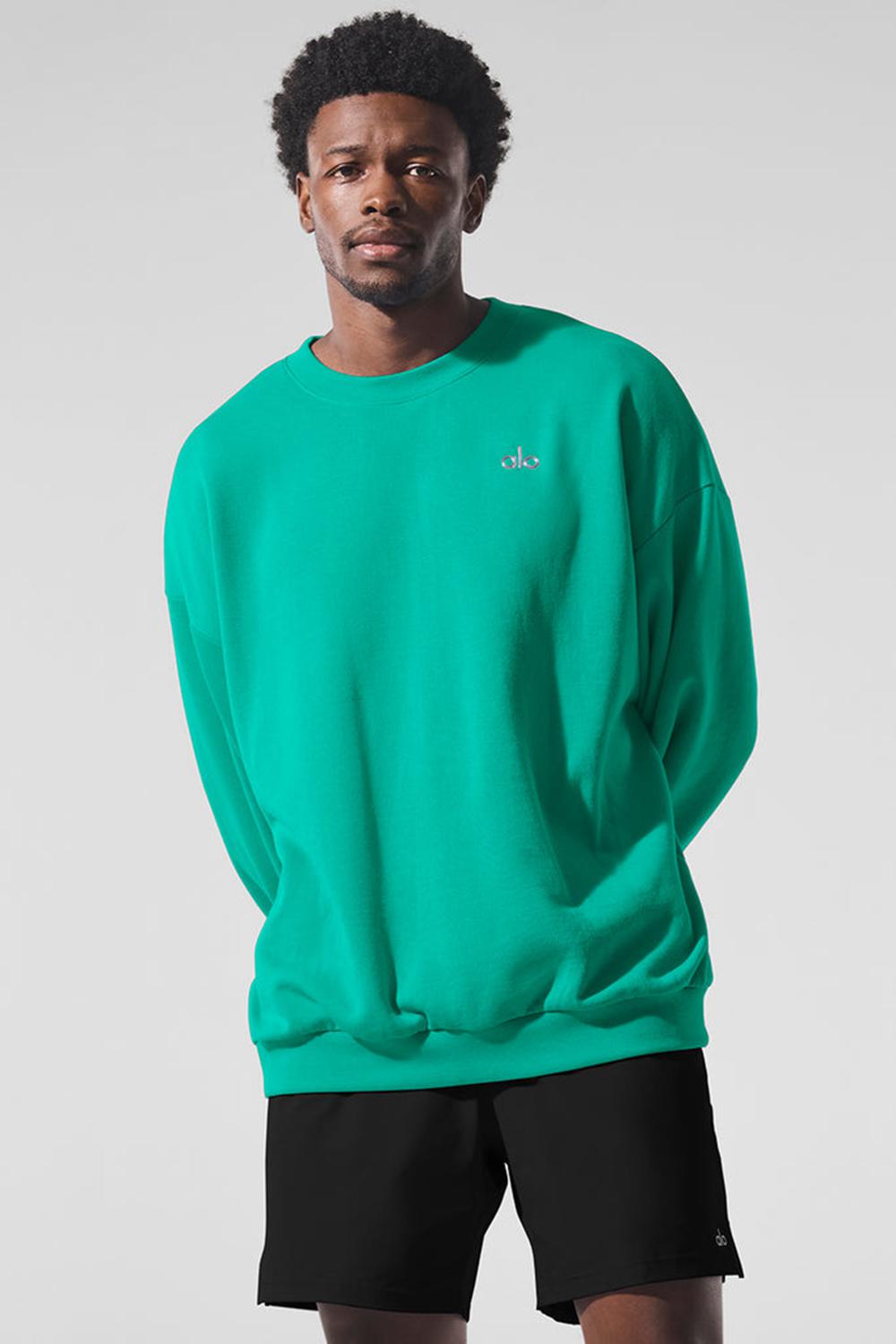 Spruce Green Alo Yoga Accolade Crew Neck Men Pullover | KSA  GZL460981