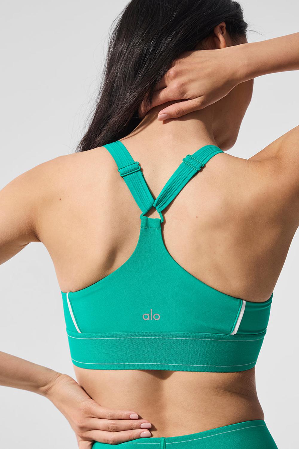 Spruce Green / White Alo Yoga Airlift Suit Up Women Bra | KSA  AWT582917