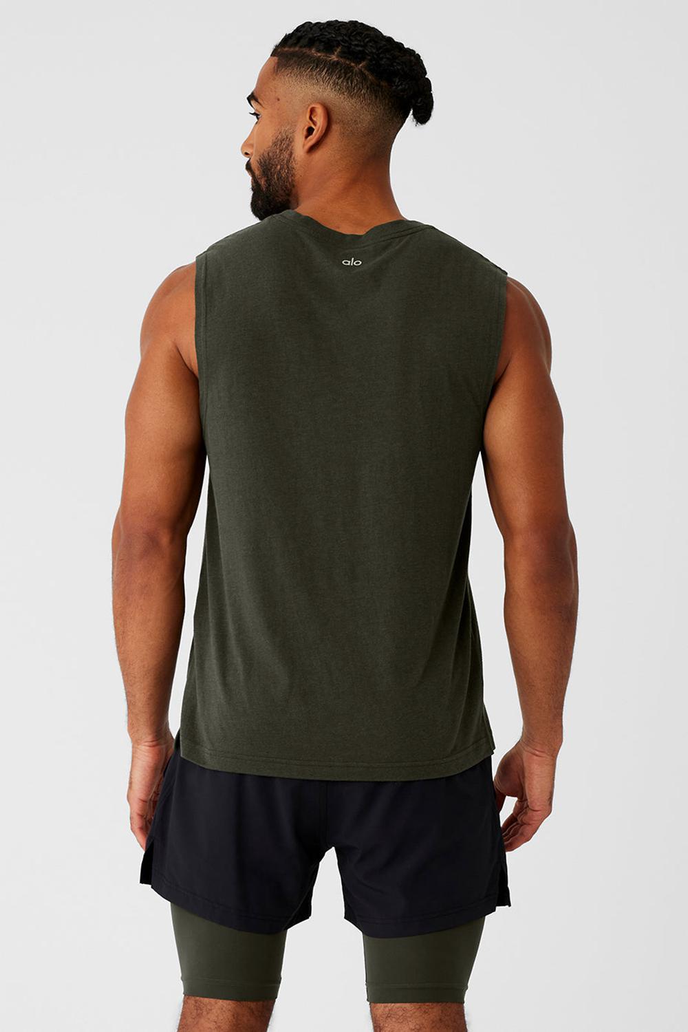 Stealth Green Alo Yoga The Triumph Muscle Men Tank | KSA  JAQ183746