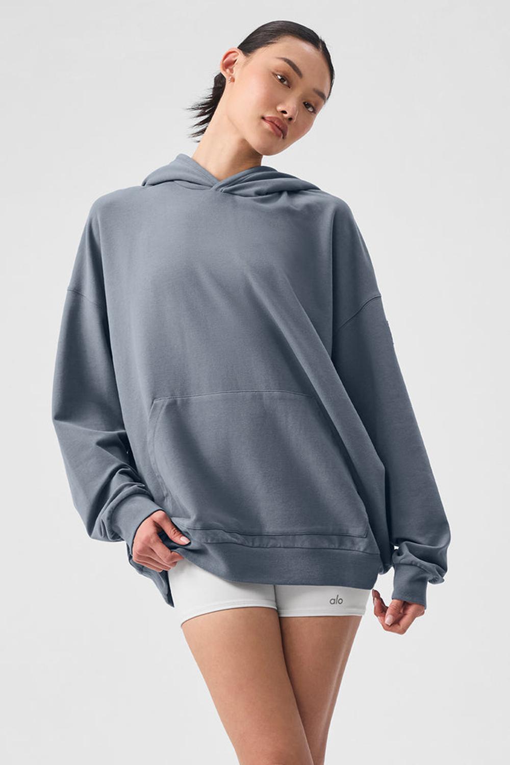 Steel Grey Alo Yoga Double Take Women Hoodie | KSA  MXP037618