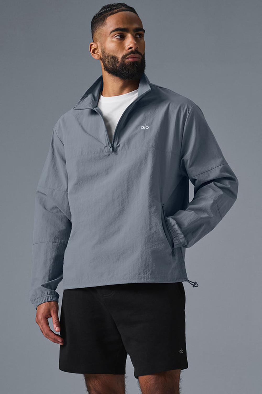 Steel Grey Alo Yoga Lightweight Takeaway Track Men Pullover | KSA  ZMO593712