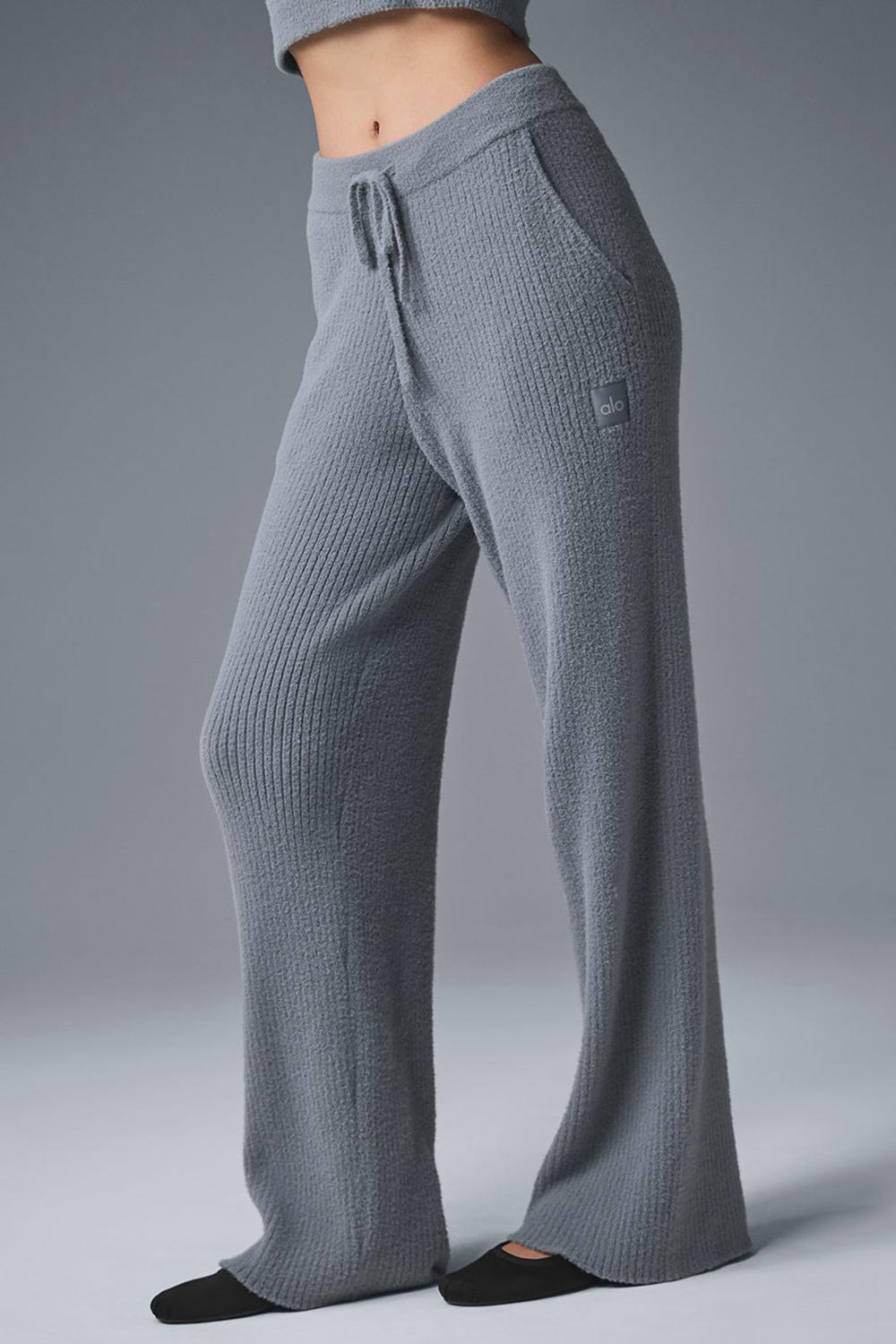 Steel Grey Alo Yoga Snuggle Up High-Waist Wide Leg Women Pant | KSA  RMP354692