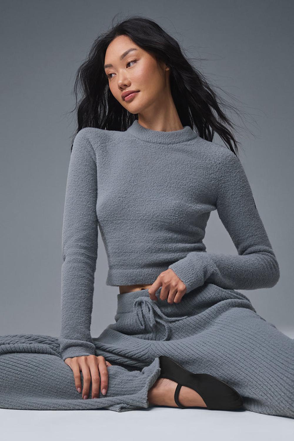 Steel Grey Alo Yoga Snuggle Up Women Long Sleeve | KSA  JVT958604
