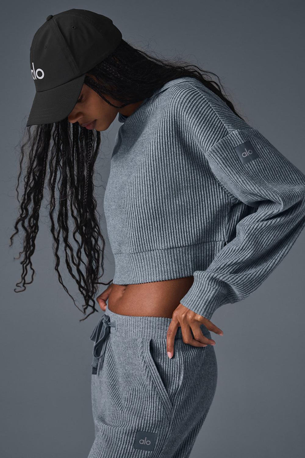 Steel Grey Heather Alo Yoga Muse Women Hoodie | KSA  ICG617549
