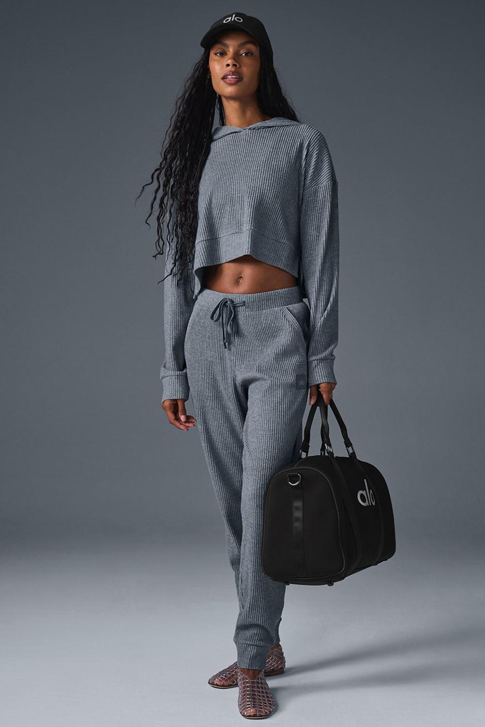 Steel Grey Heather Alo Yoga Muse Women Hoodie | KSA  ICG617549