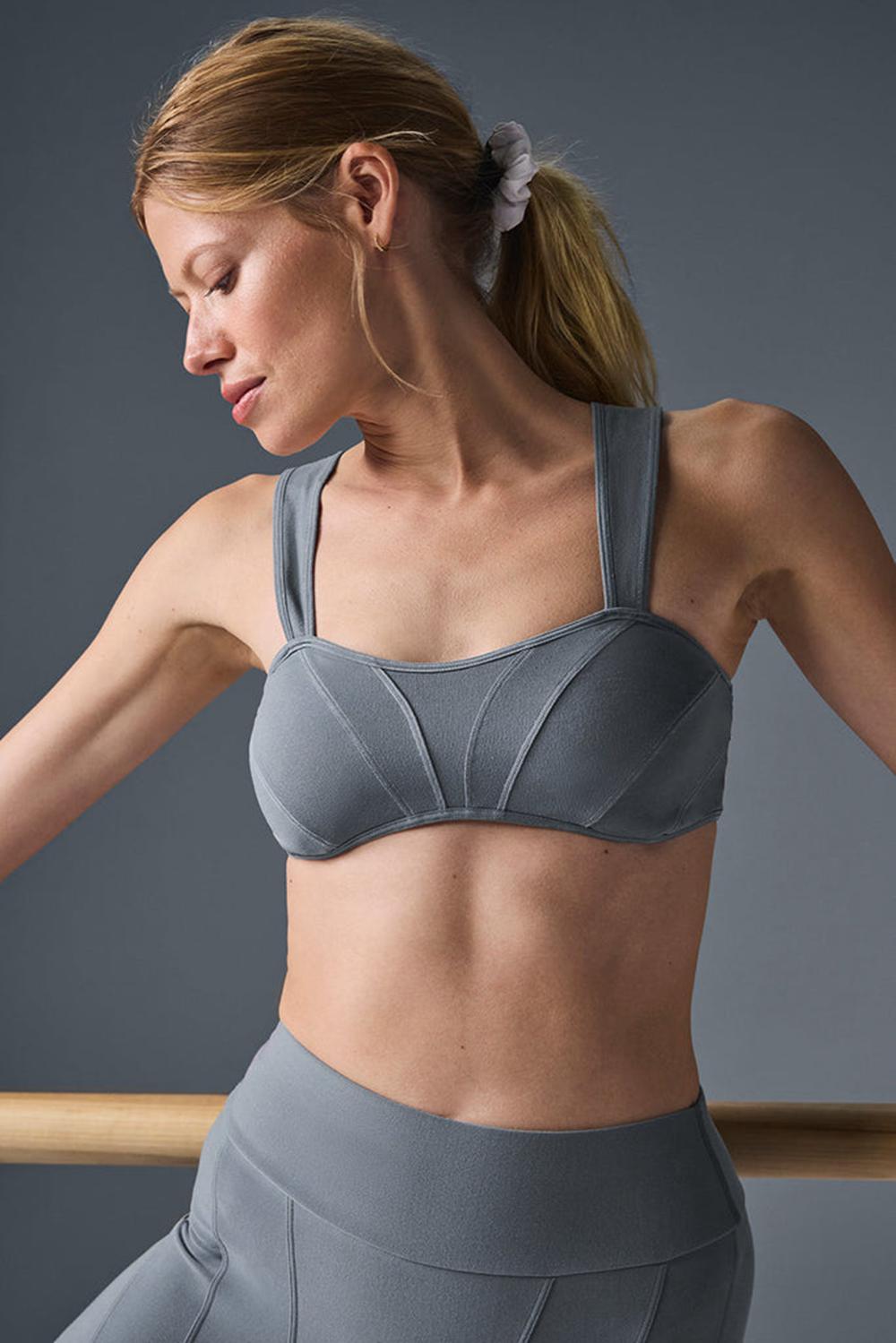 Steel Grey / Grey Alo Yoga Alosoft Sunray Women Bra | KSA  NAF136074