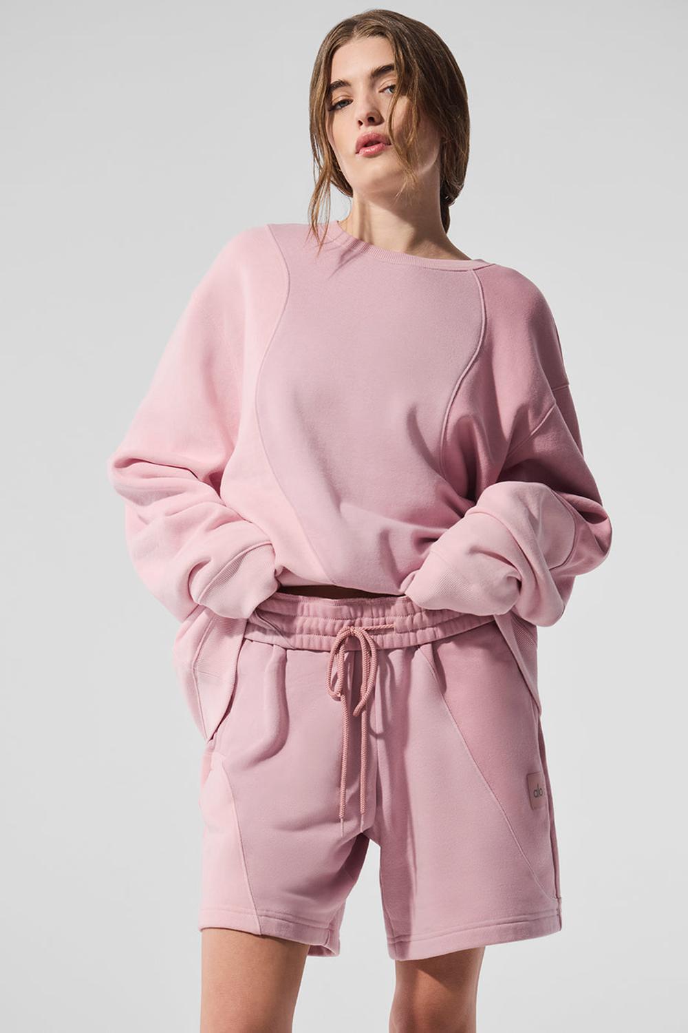 Sunset Pink Tonal Alo Yoga Make Waves Crew Neck Women Pullover | KSA  KLI597086