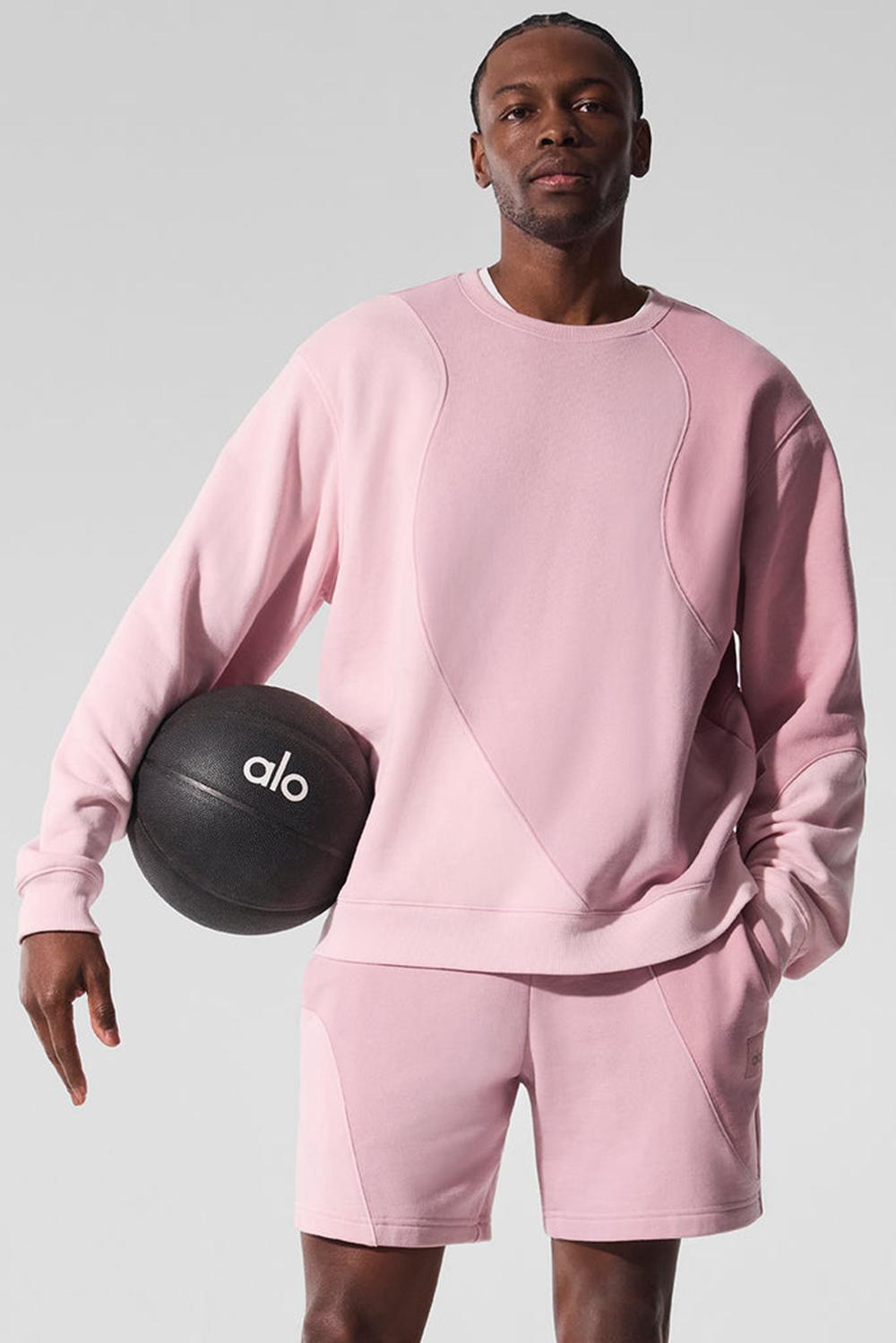 Sunset Pink Tonal Alo Yoga Make Waves Crew Neck Men Pullover | KSA  VEM271680