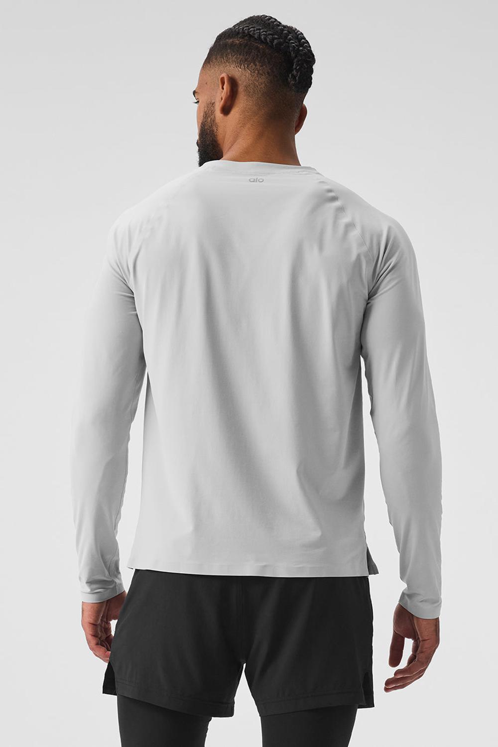 Titanium Alo Yoga Idol Long Sleeve Performance Men Tee | KSA  CIF036279