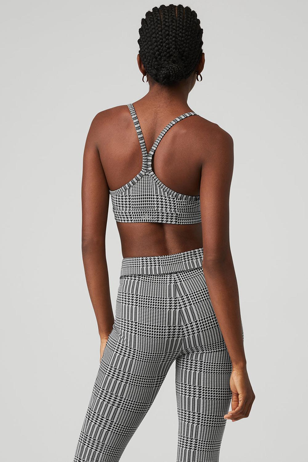 Titanium / Black Alo Yoga Jacquard Glenplaid Gratitude Women Bra | KSA  GNO942835