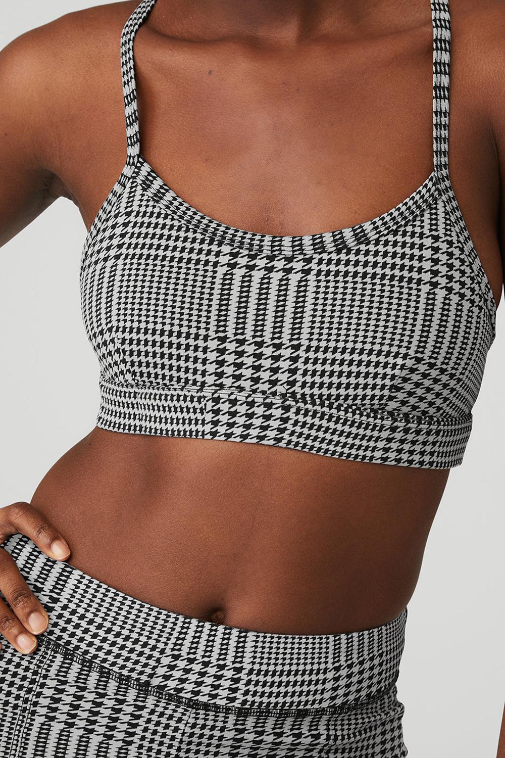 Titanium / Black Alo Yoga Jacquard Glenplaid Gratitude Women Bra | KSA  GNO942835