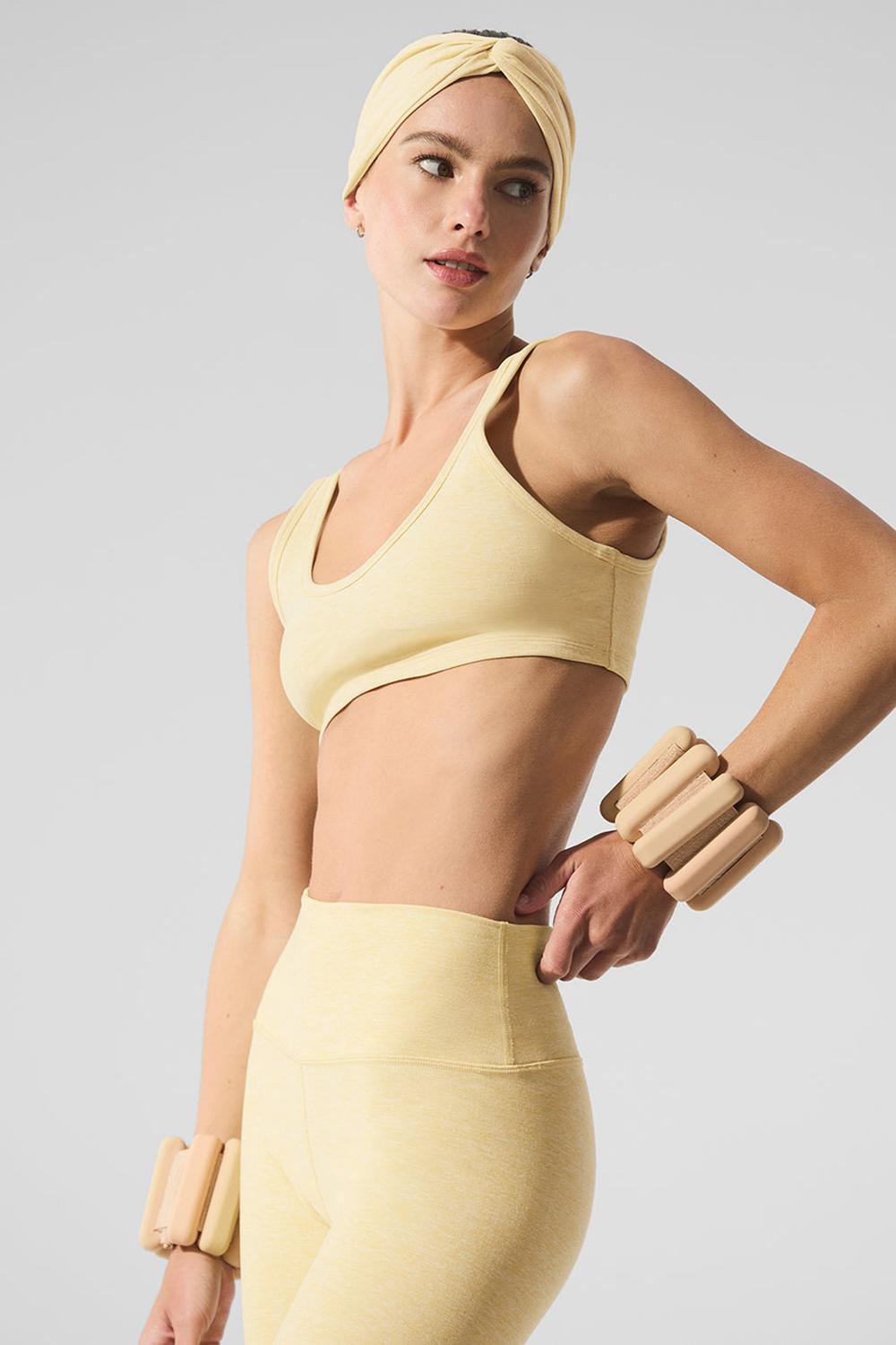 Warm Butter Heather Alo Yoga Alosoft Center Stage Women Bra | KSA  AMF340897