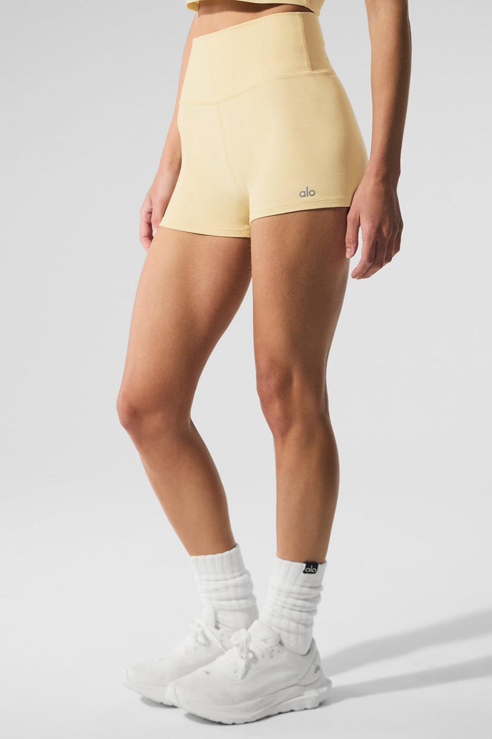 Warm Butter Heather Alo Yoga Alosoft High-Waist Carefree Women Short | KSA  RVX927385