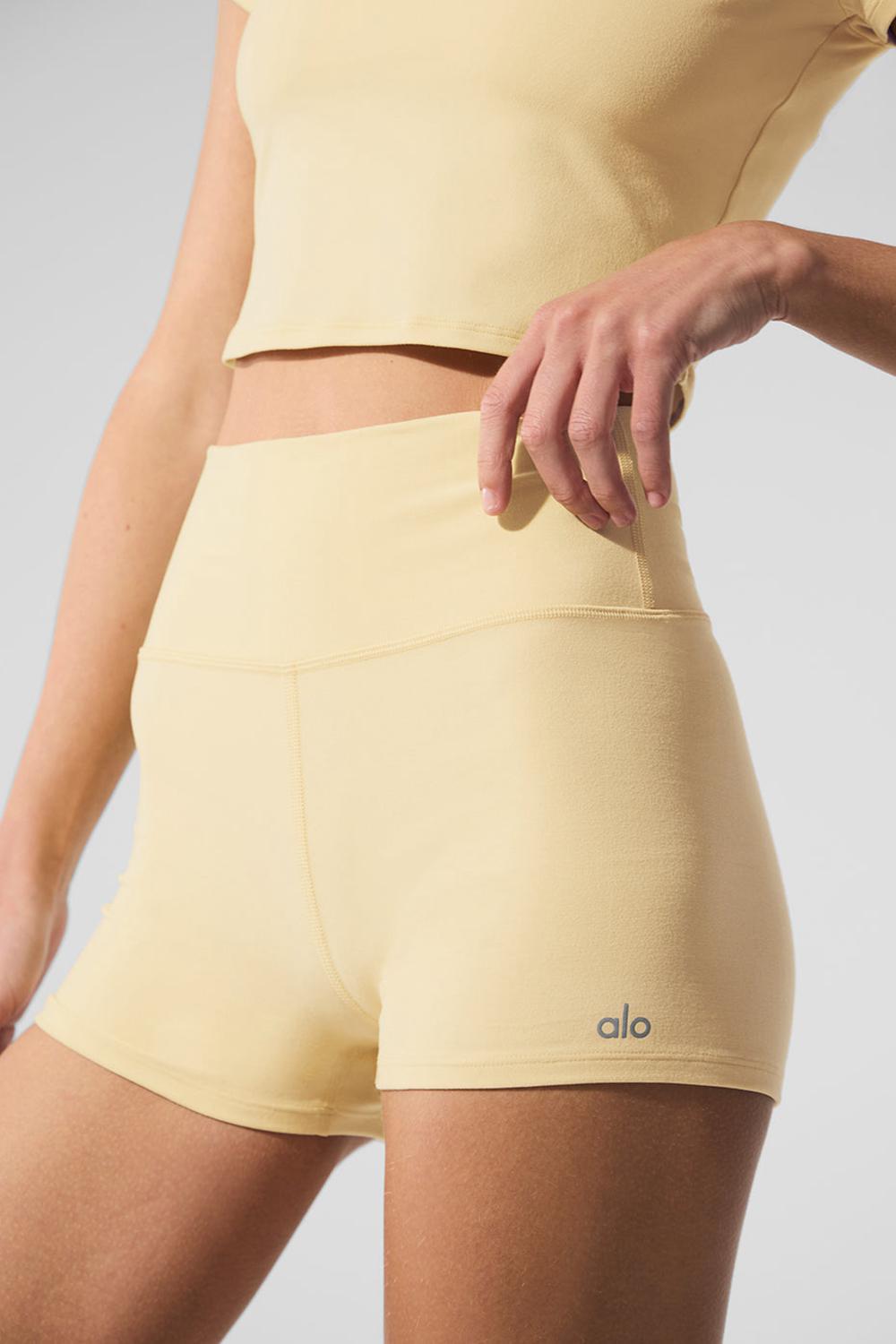 Warm Butter Heather Alo Yoga Alosoft High-Waist Carefree Women Short | KSA  RVX927385