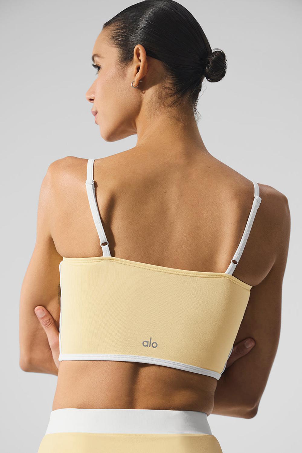 Warm Butter / White Alo Yoga Airbrush Streamlined Women Bra Tank | KSA  FRA754186