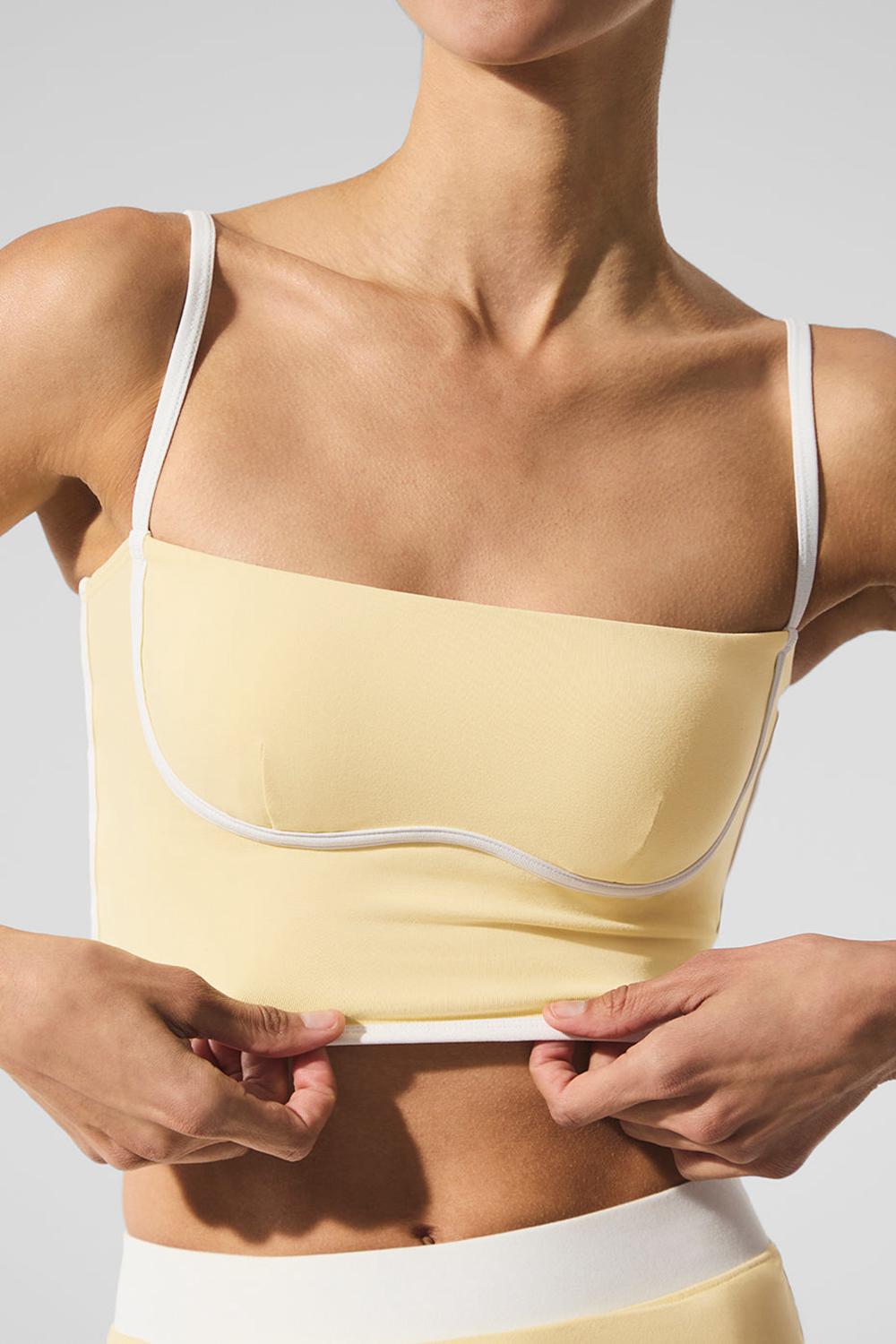 Warm Butter / White Alo Yoga Airbrush Streamlined Women Bra Tank | KSA  FRA754186