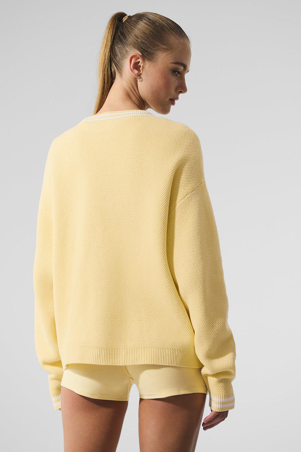 Warm Butter / White Alo Yoga Tennis Club Sweater Knit Women Cardigan | KSA  HIQ397856