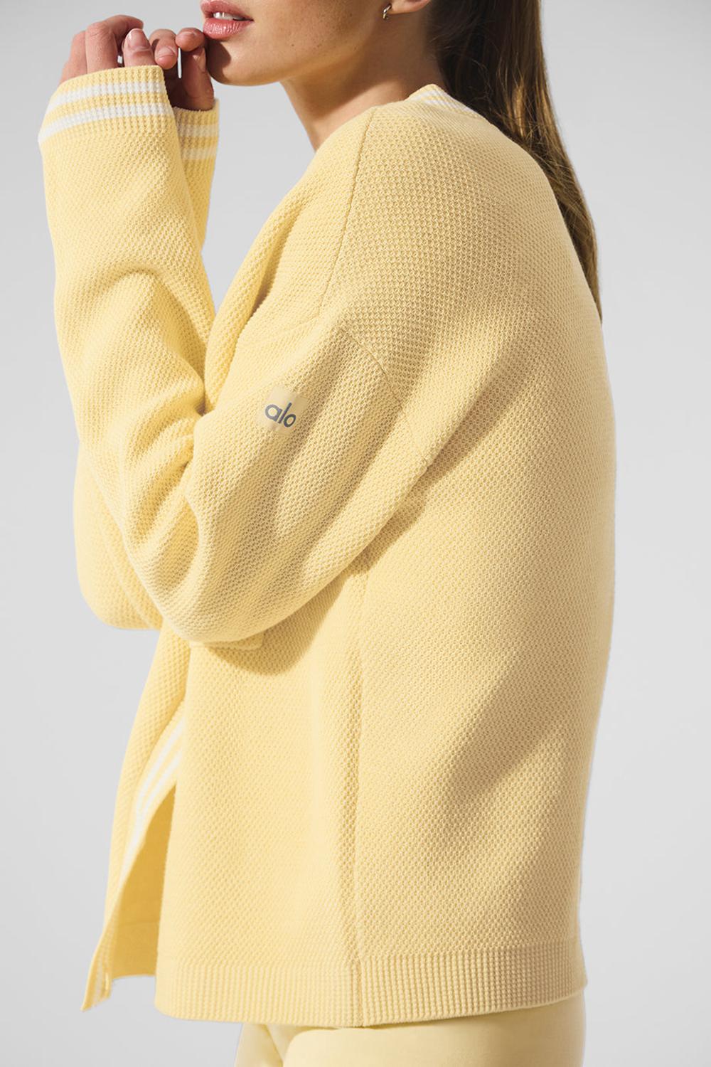 Warm Butter / White Alo Yoga Tennis Club Sweater Knit Women Cardigan | KSA  HIQ397856