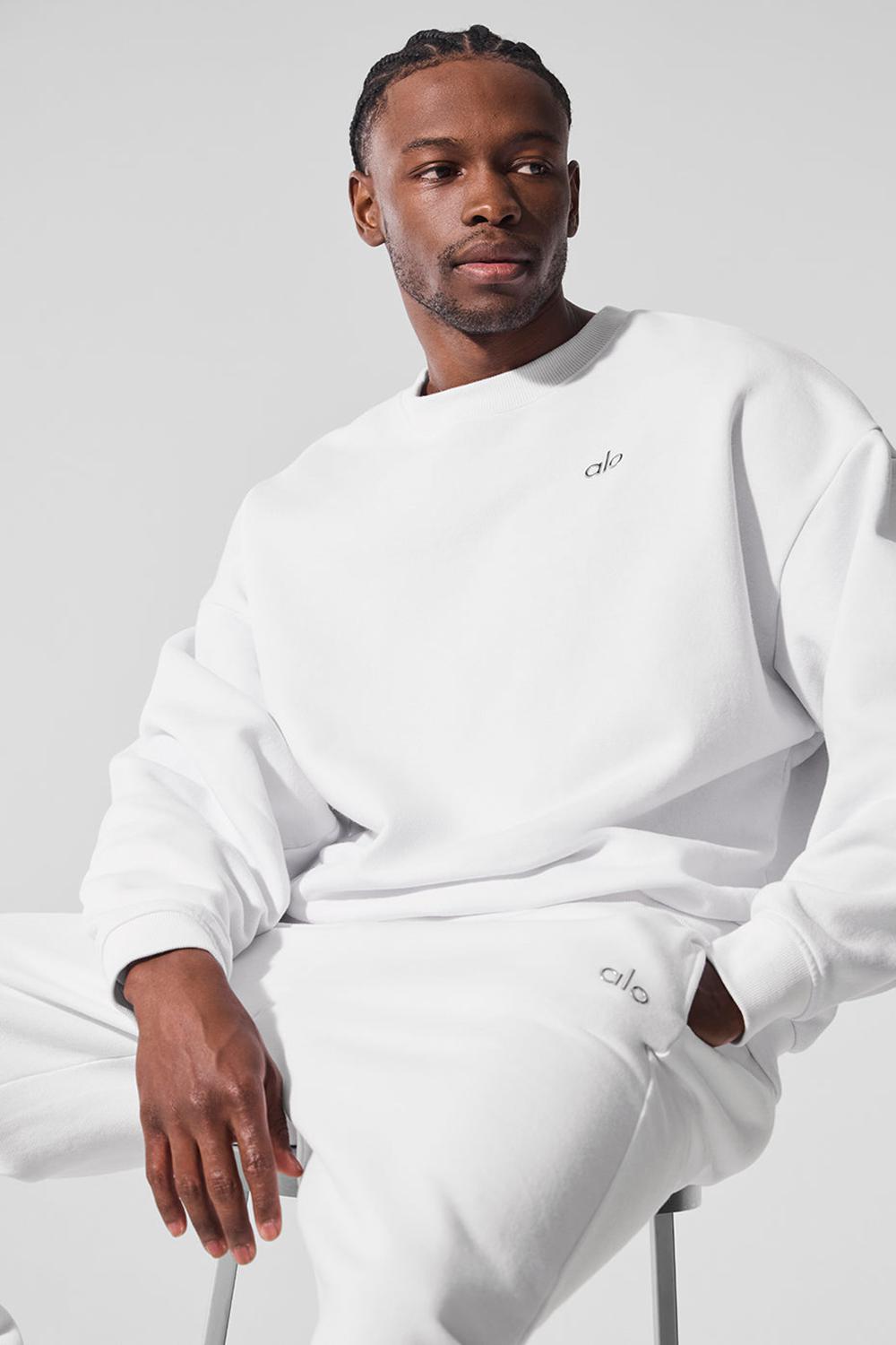 White Alo Yoga Accolade Crew Neck Men Pullover | KSA  NUD839605
