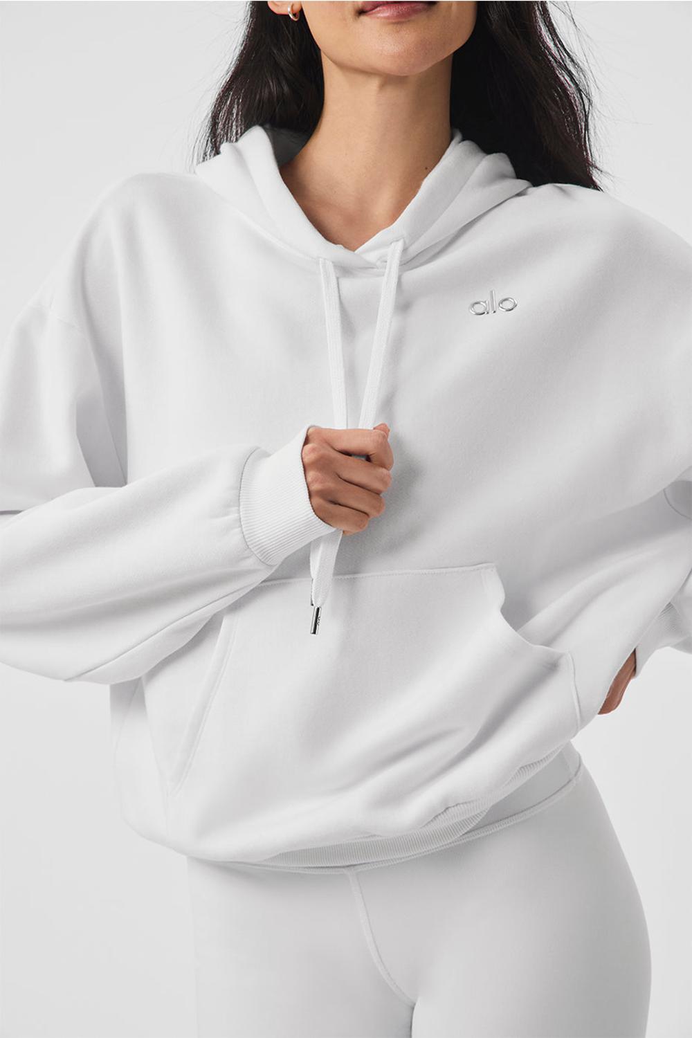 White Alo Yoga Accolade Women Hoodie | KSA  AEX423857