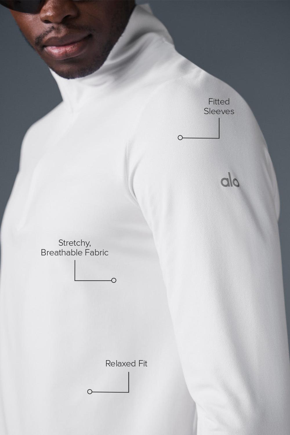 White Alo Yoga Conquer 1/4 Zip Reform Men Long Sleeve | KSA  UXW549261