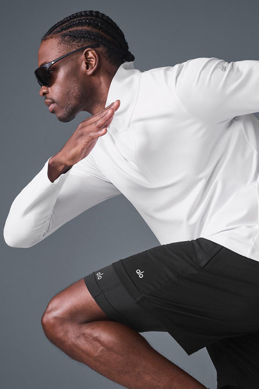 White Alo Yoga Conquer 1/4 Zip Reform Men Long Sleeve | KSA  UXW549261