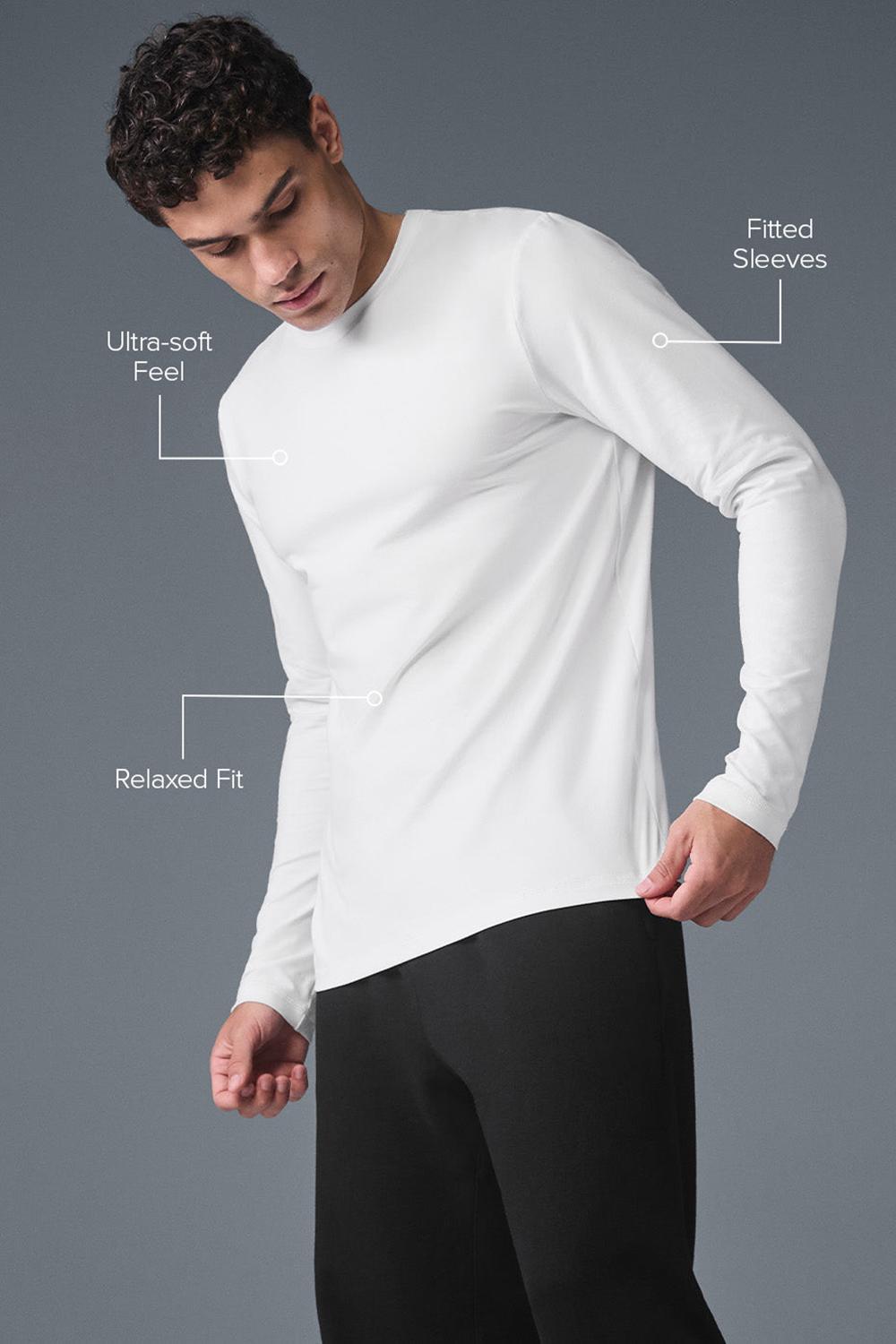 White Alo Yoga Conquer Reform Crewneck Men Long Sleeve | KSA  XQI340758
