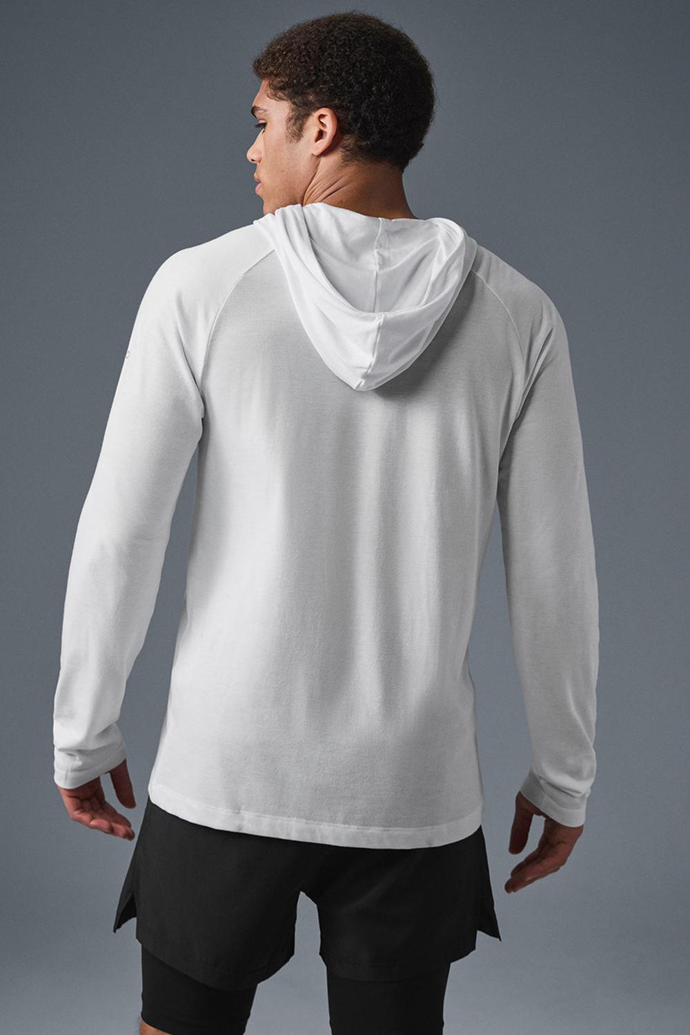 White Alo Yoga Core Runner Men Hoodie | KSA  VPX985124