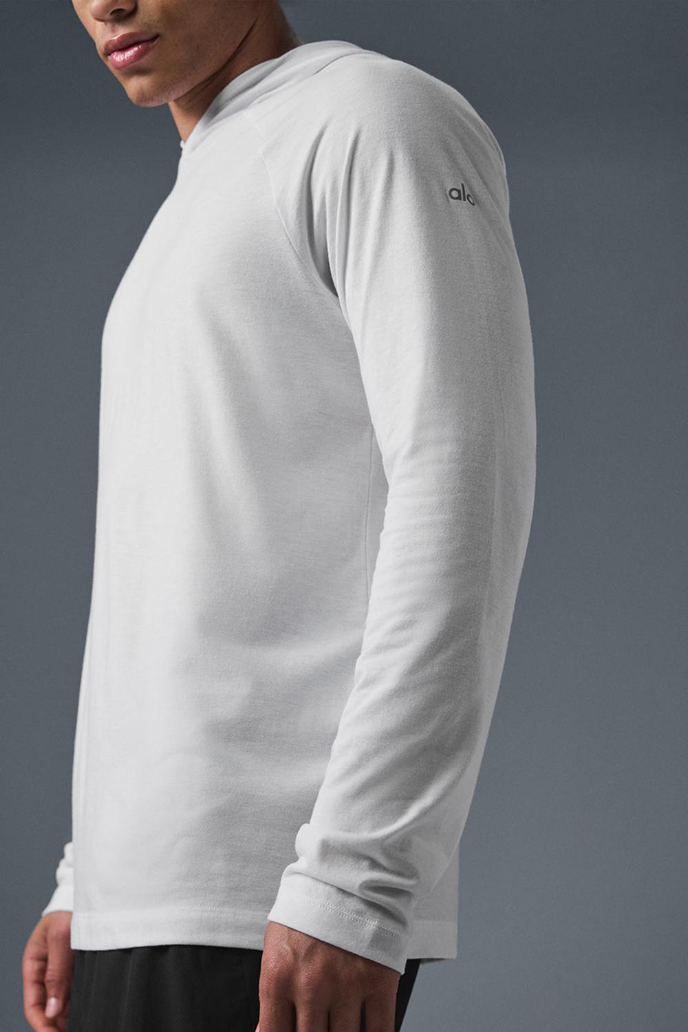 White Alo Yoga Core Runner Men Hoodie | KSA  VPX985124