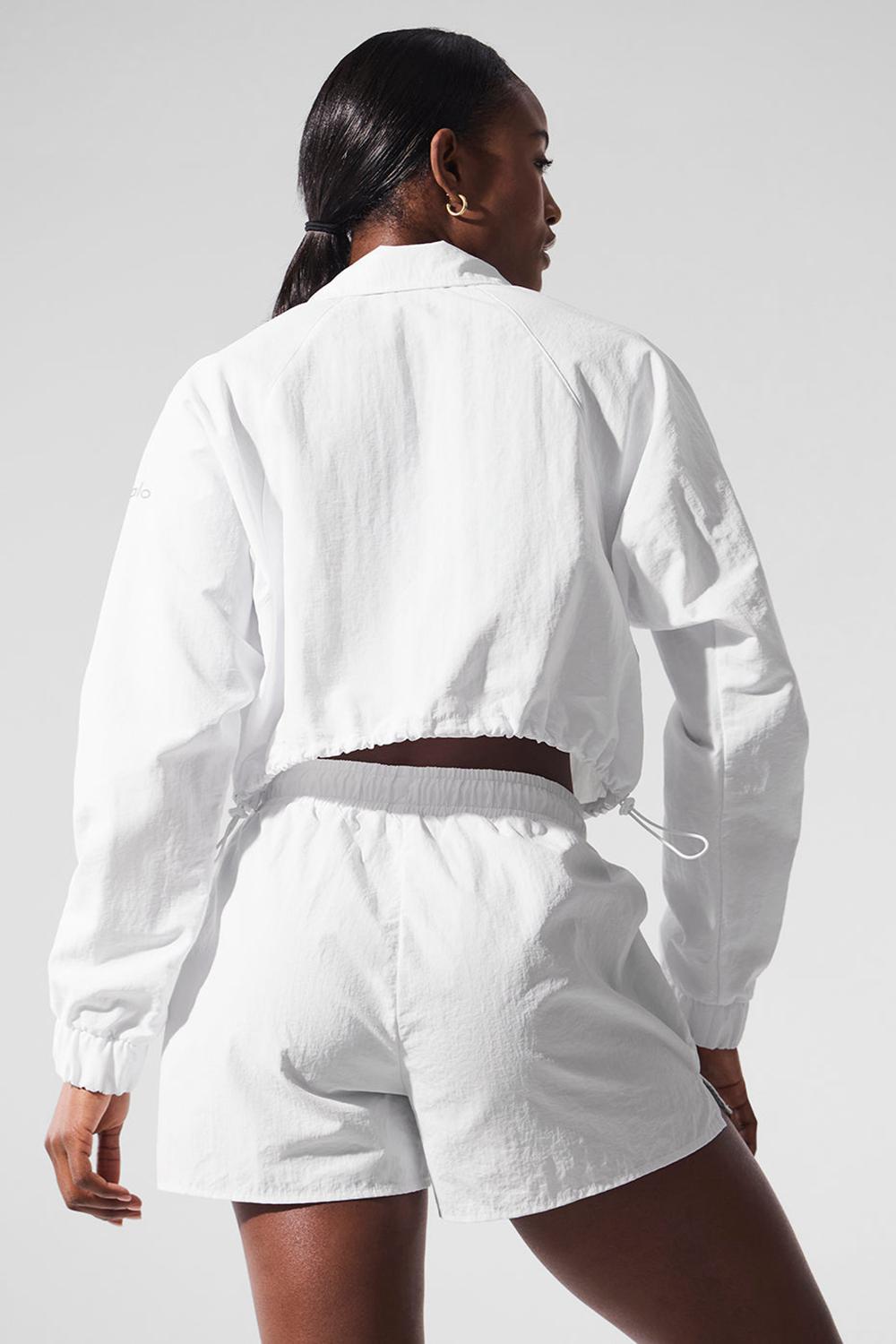 White Alo Yoga Cropped 1/4 Zip Alumni Women Pullover | KSA  RYP342751