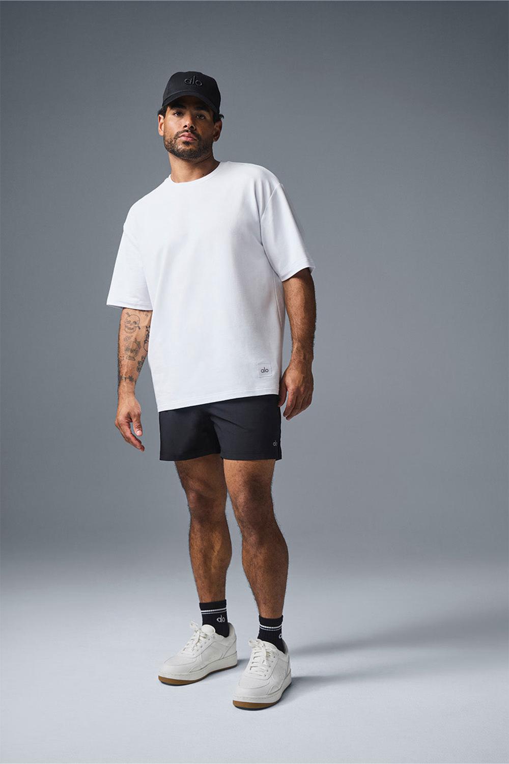 White Alo Yoga Double Take Men Short Sleeve | KSA  HOX630185
