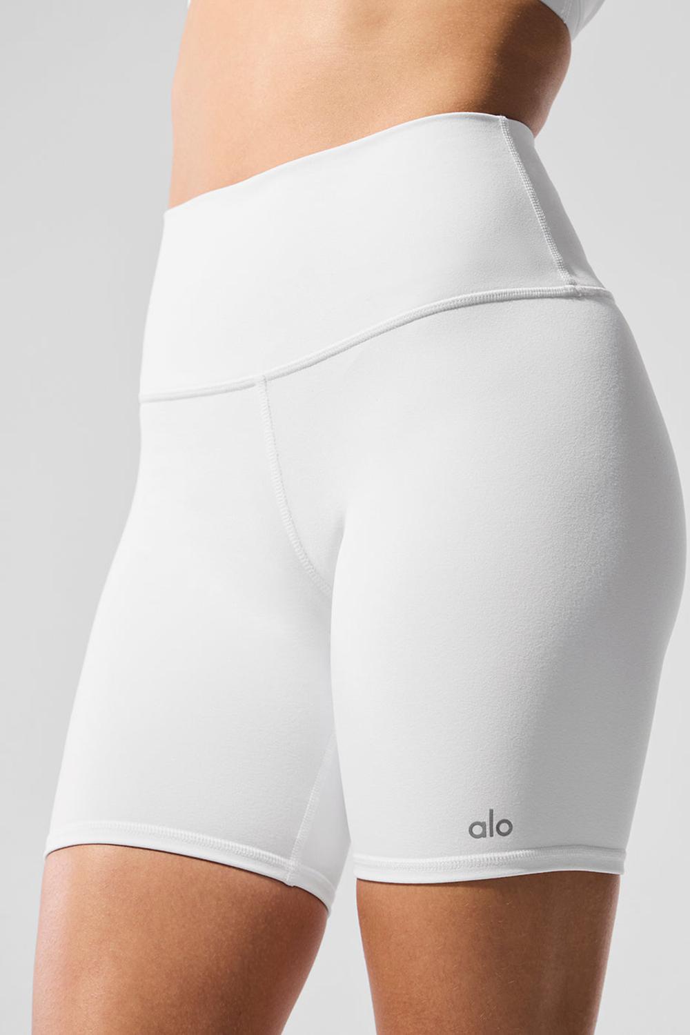 White Alo Yoga High-Waist Biker Women Short | KSA  DWU590362