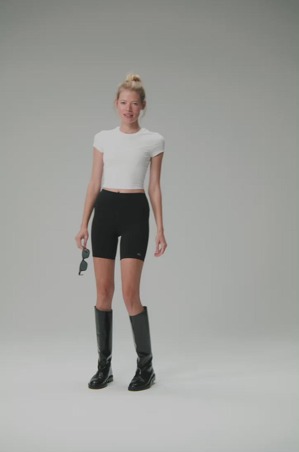 White Alo Yoga High-Waist Biker Women Short | KSA  DWU590362