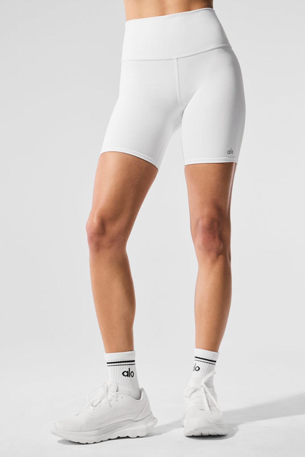 White Alo Yoga High-Waist Biker Women Short | KSA  DWU590362