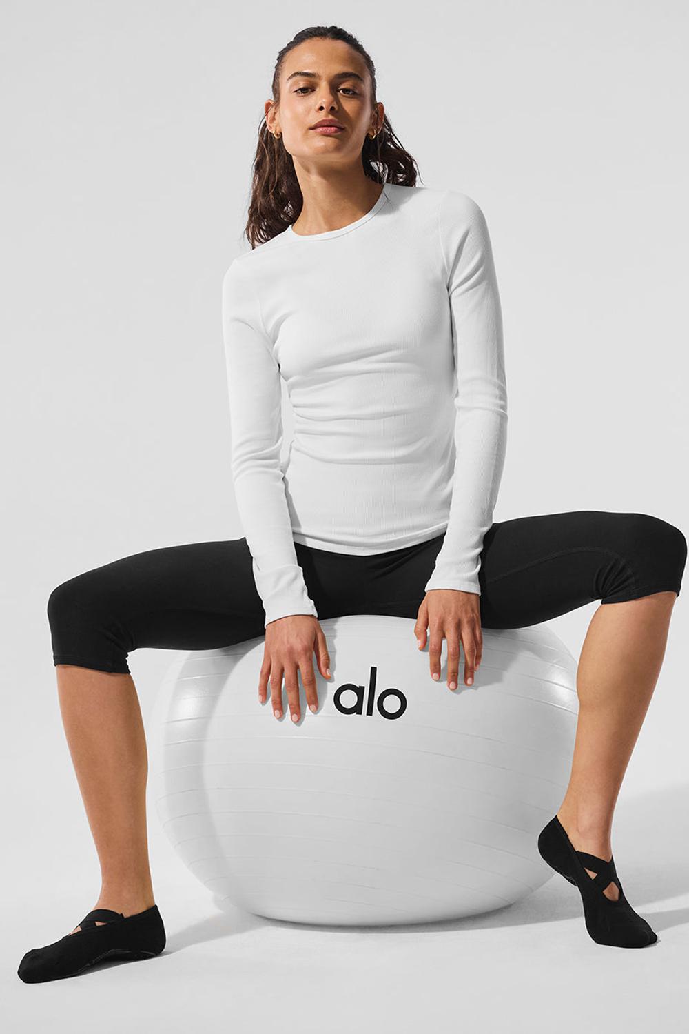 White Alo Yoga Ribbed Modal Women Long Sleeve | KSA  XAG368791
