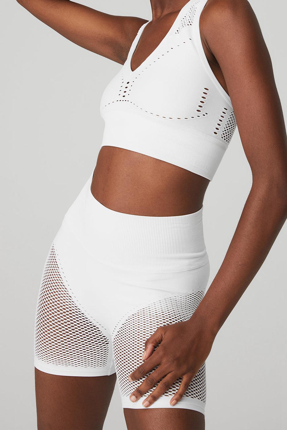 White Alo Yoga Seamless Open Air Women Bra | KSA  HTZ530298