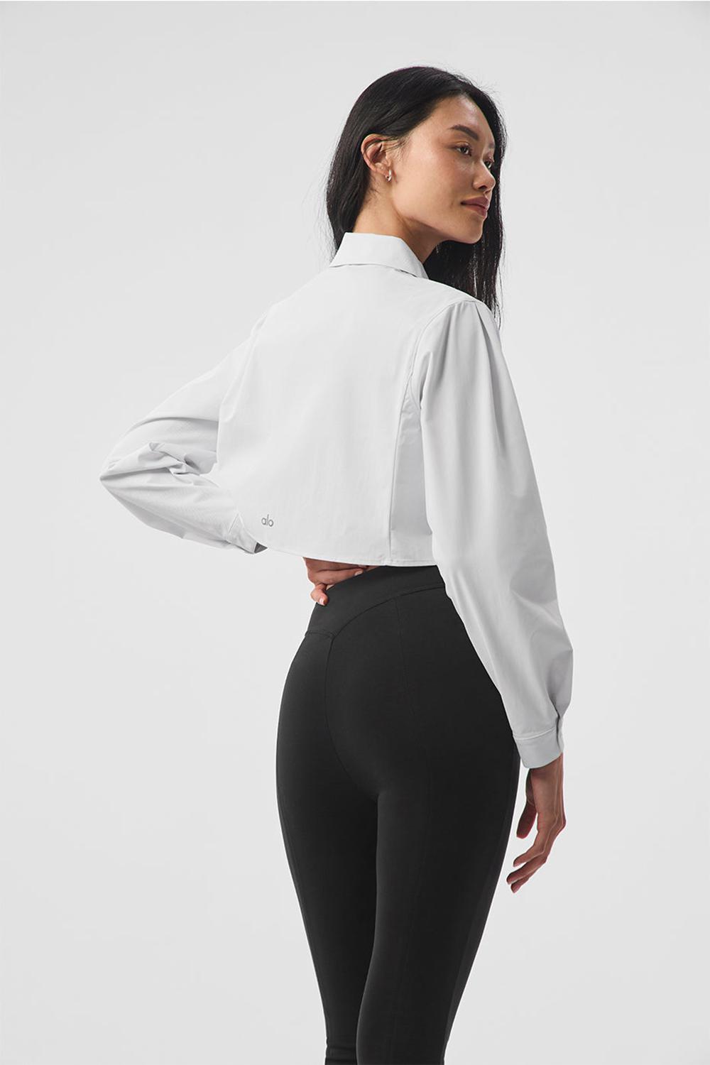 White Alo Yoga Take Me Out Button Up Women Cropped Tops | KSA  WRL943521