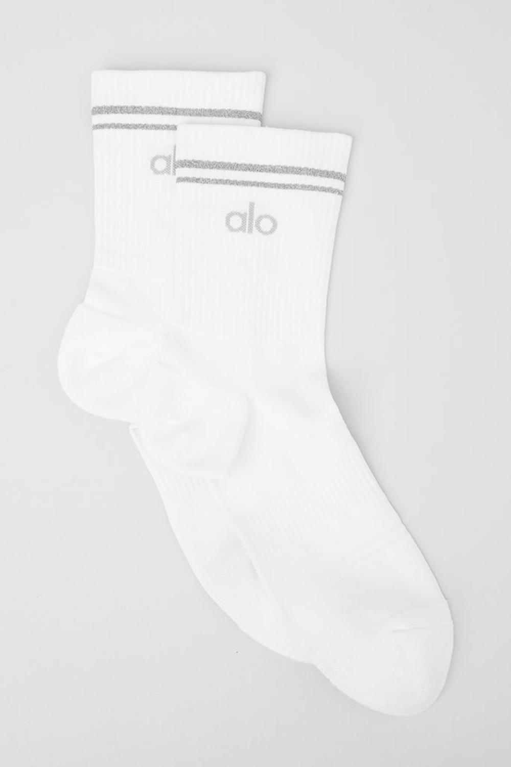 White Alo Yoga Unisex Half-Crew Performance Men Sock | KSA  GUT415876