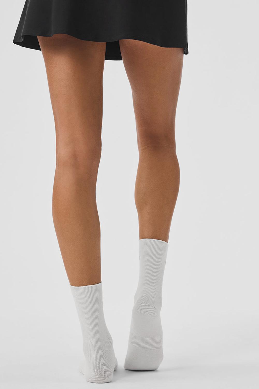 White Alo Yoga Unisex Half-Crew Understated Men Sock | KSA  FML409678