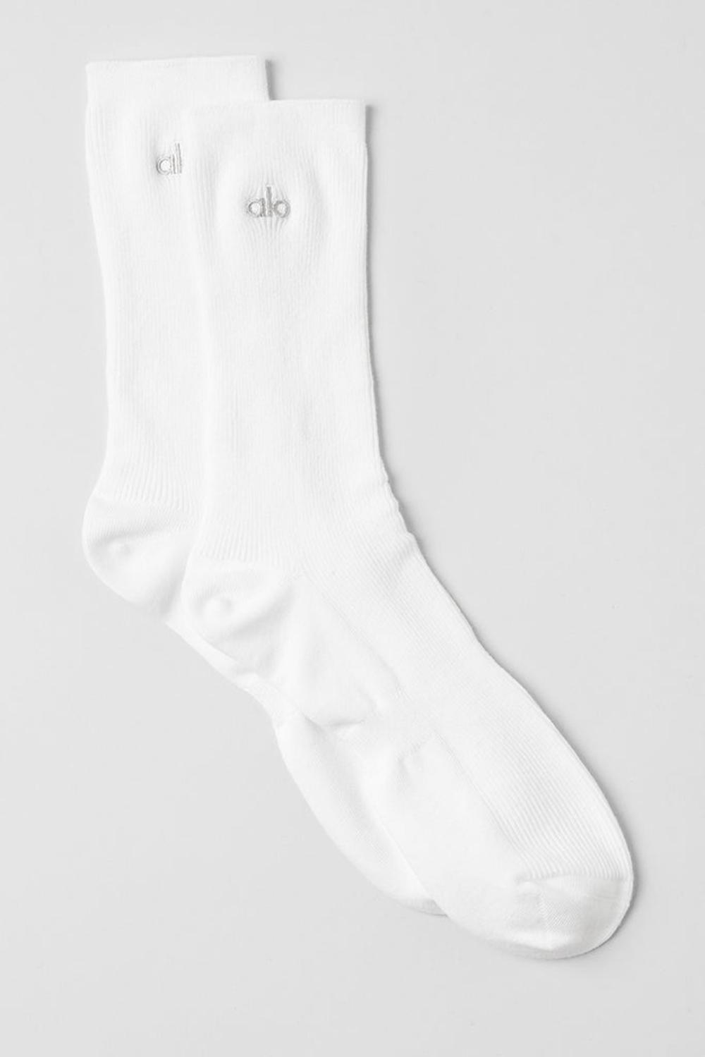 White Alo Yoga Unisex Half-Crew Understated Men Sock | KSA  FML409678