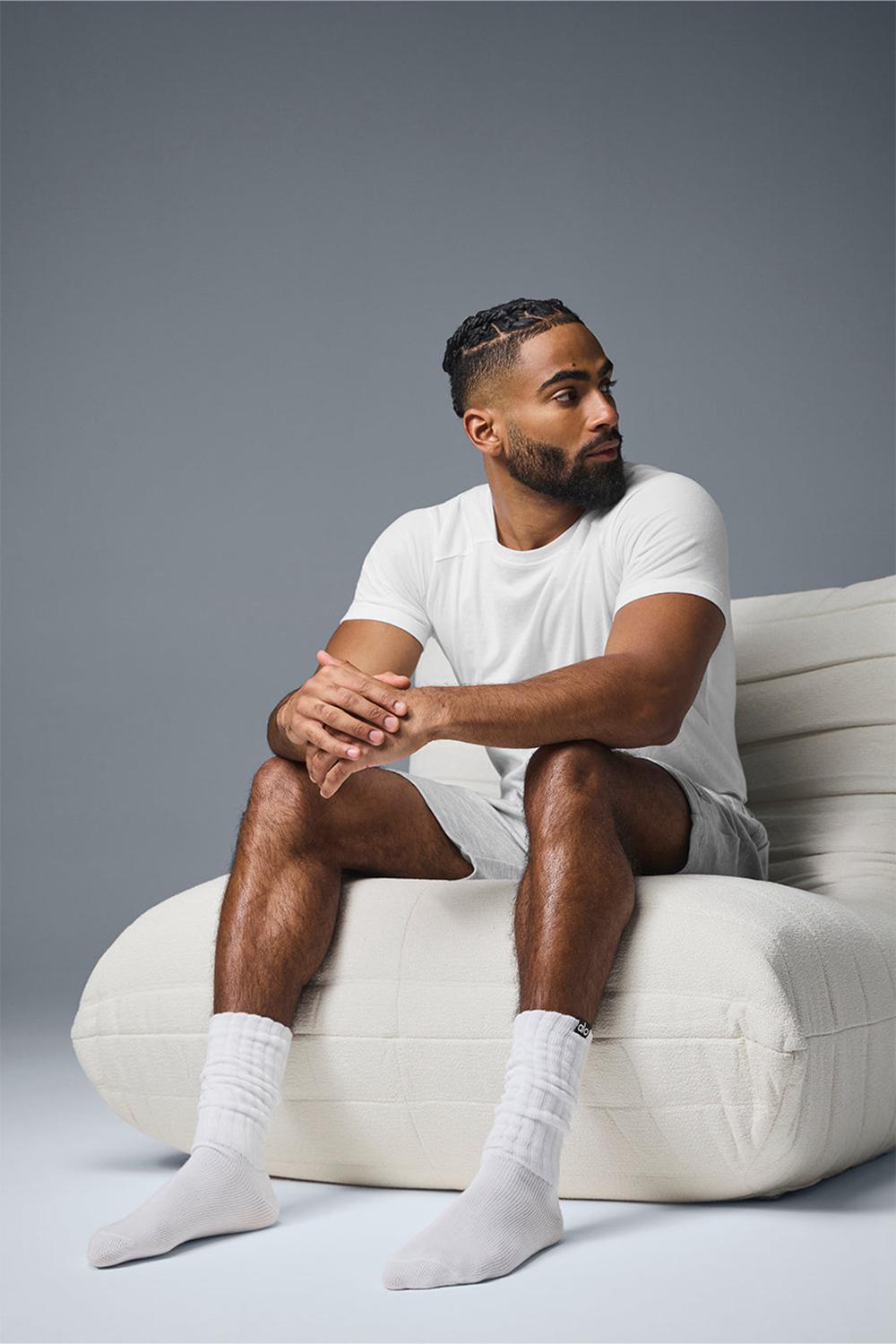 White Alo Yoga Unisex Scrunch Men Sock | KSA  ITZ087913