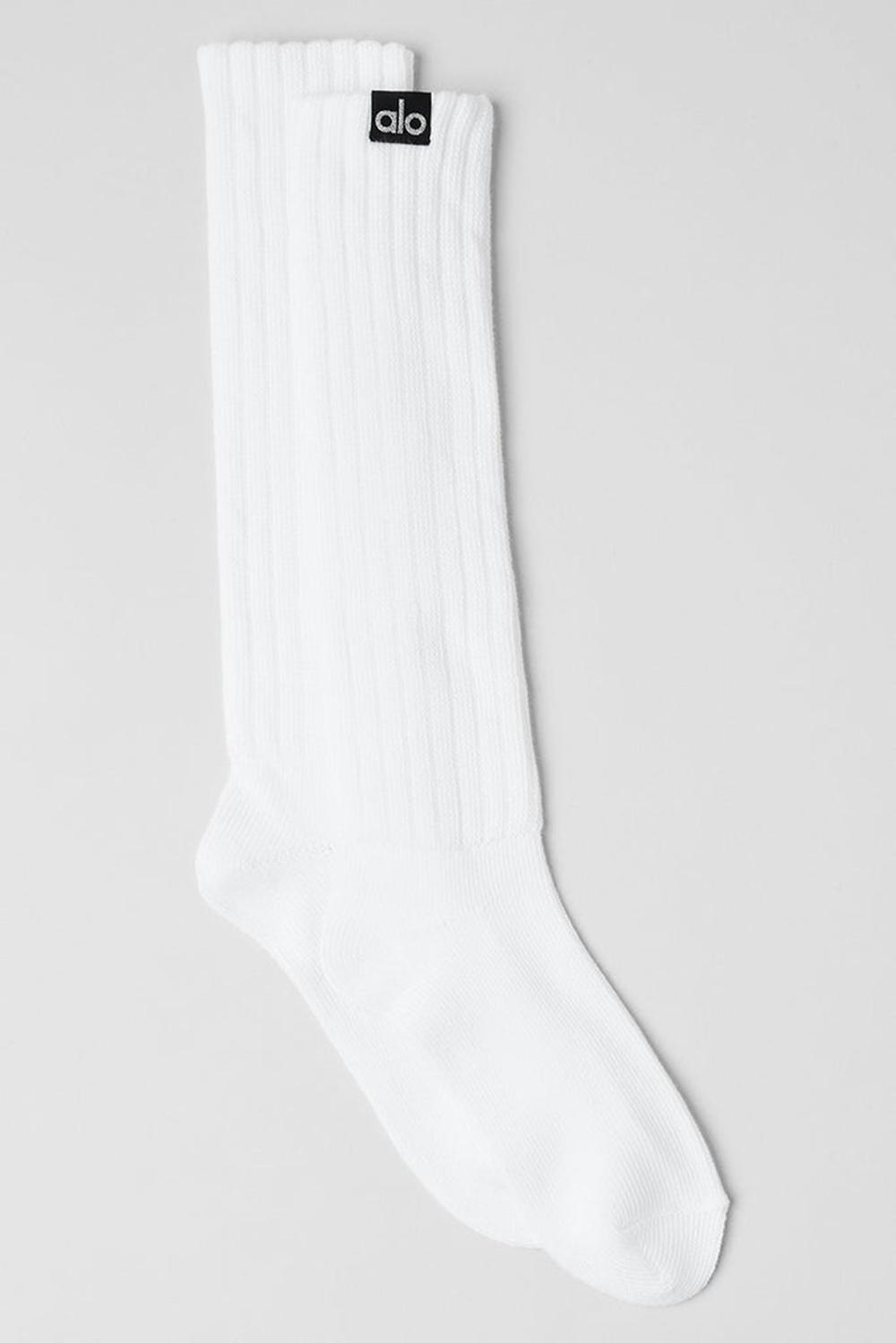White Alo Yoga Unisex Scrunch Men Sock | KSA  ITZ087913