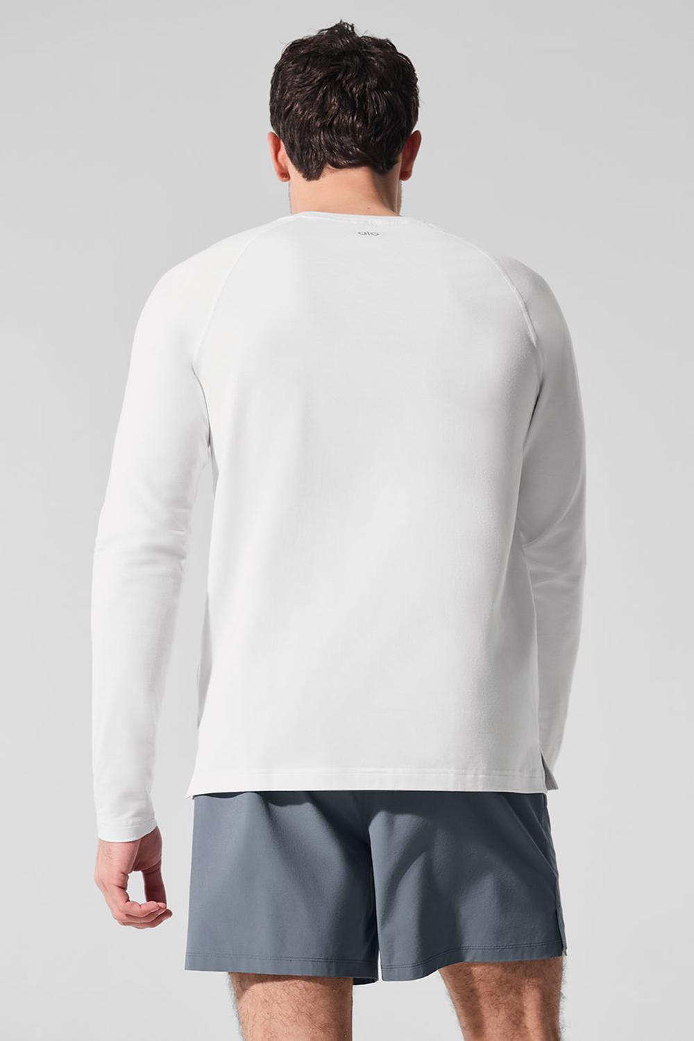 White Alo Yoga Vapor Crewneck Men Long Sleeve | KSA  ZDB485102