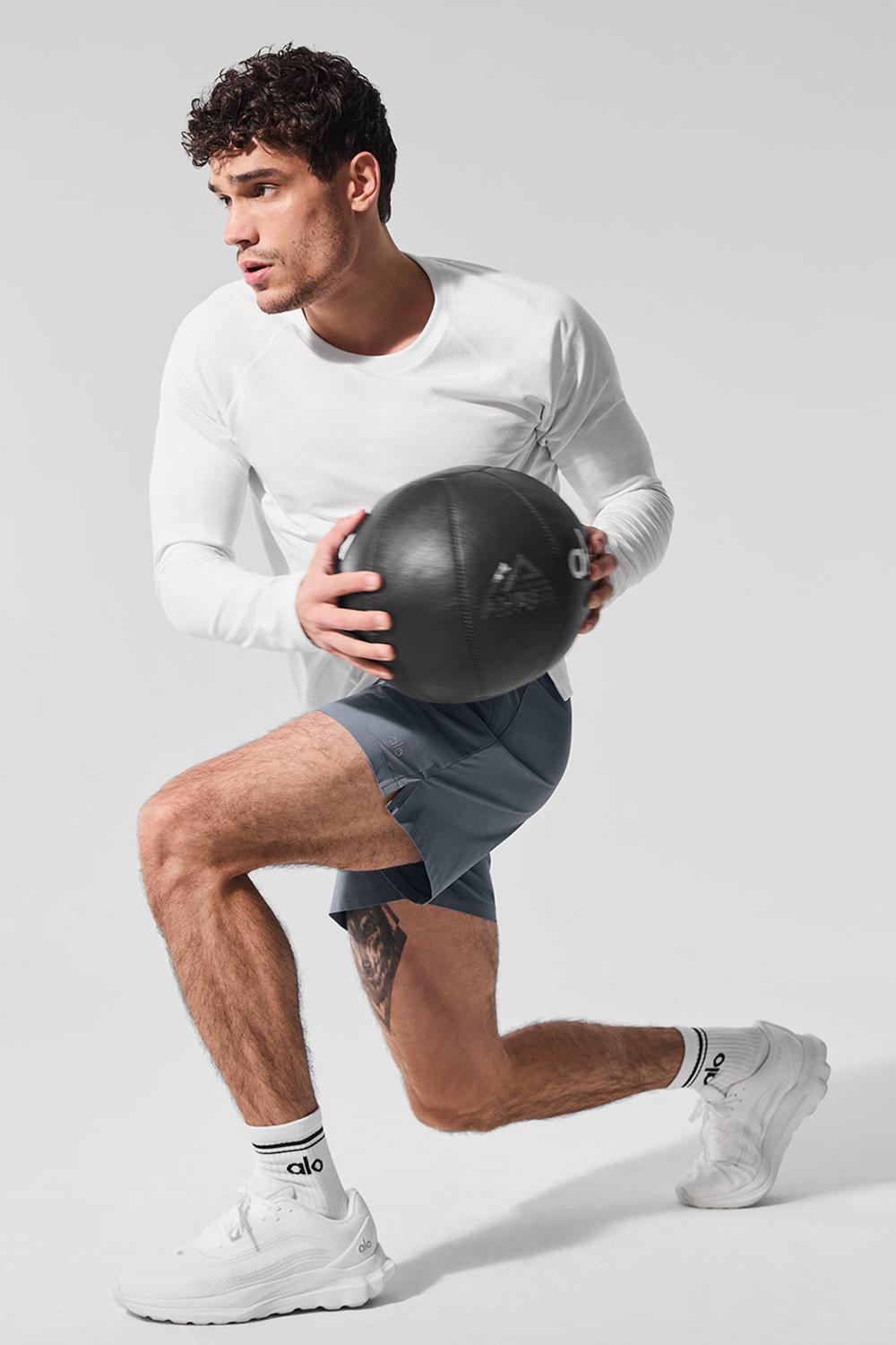 White Alo Yoga Vapor Crewneck Men Long Sleeve | KSA  ZDB485102