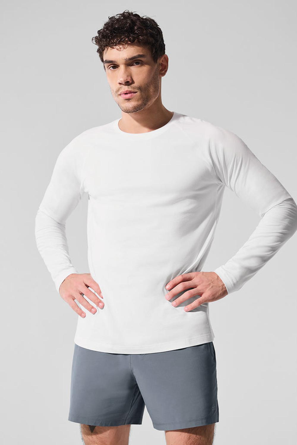 White Alo Yoga Vapor Crewneck Men Long Sleeve | KSA  ZDB485102