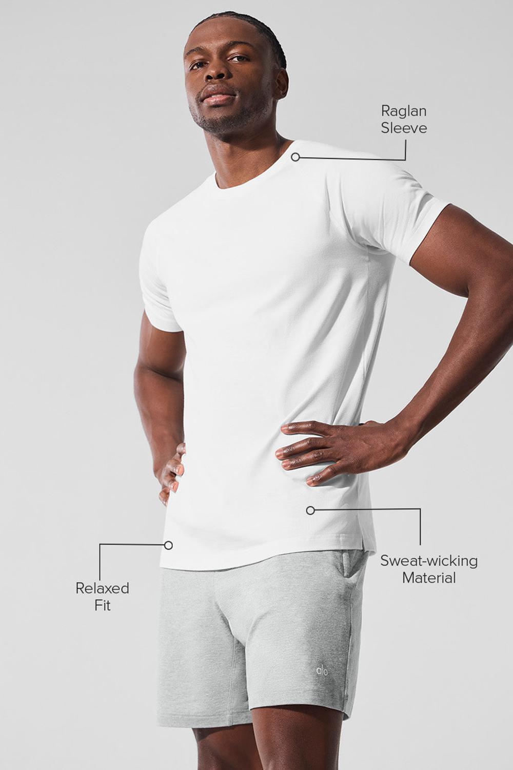 White Alo Yoga Vapor Crewneck Men Short Sleeve | KSA  GZS645318