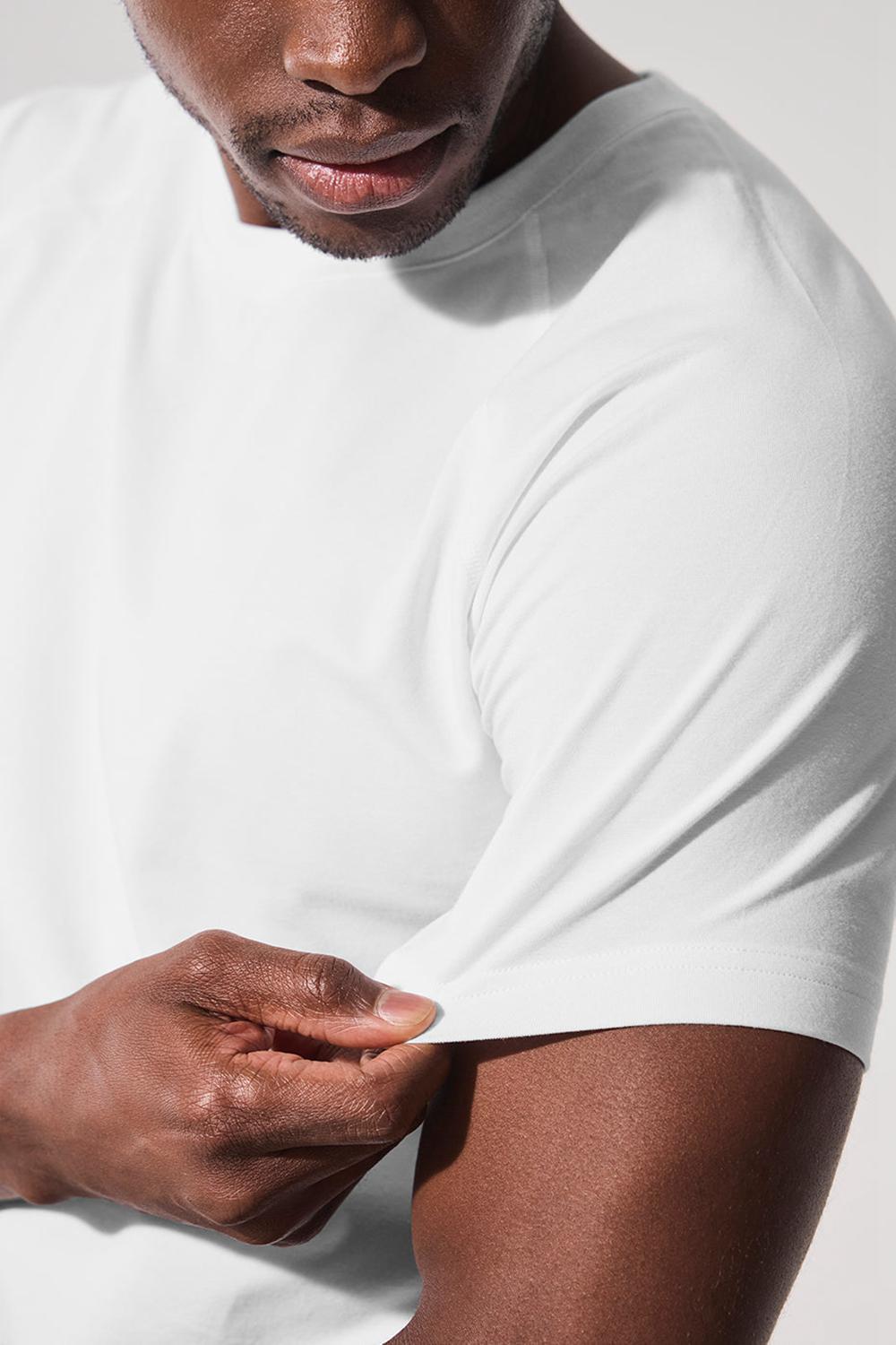 White Alo Yoga Vapor Crewneck Men Short Sleeve | KSA  GZS645318
