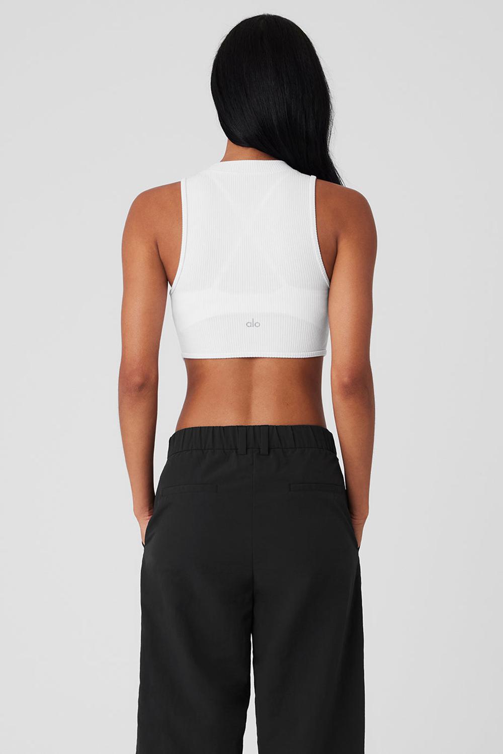 White Alo Yoga Wellness Rib Flaunt Women Tank | KSA  YTP319647