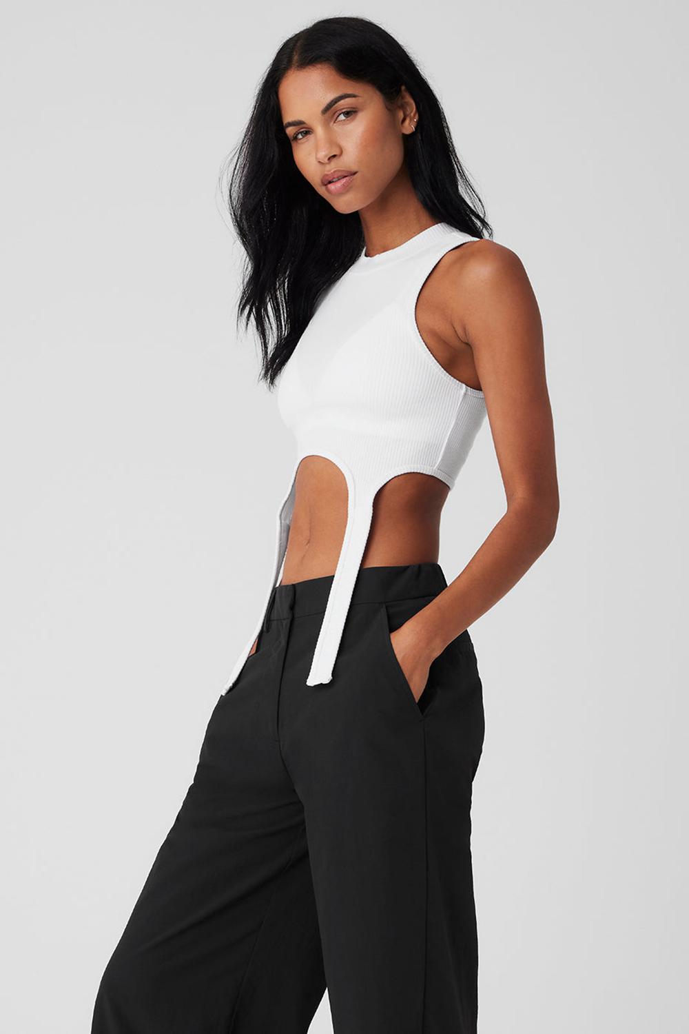 White Alo Yoga Wellness Rib Flaunt Women Tank | KSA  YTP319647
