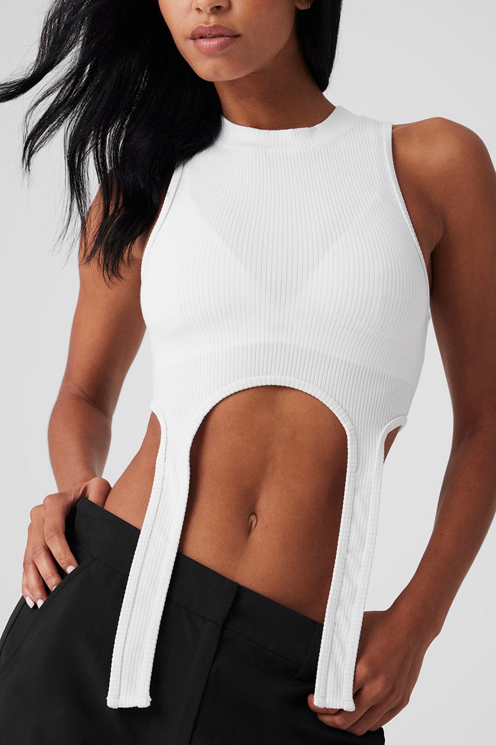 White Alo Yoga Wellness Rib Flaunt Women Tank | KSA  YTP319647